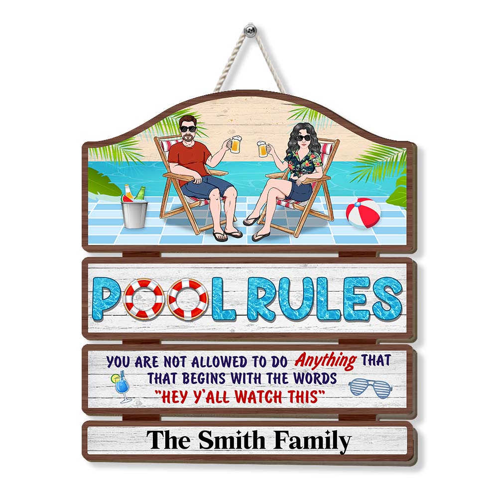 Personalized Pool Rules Wood Sign 26094 Primary Mockup