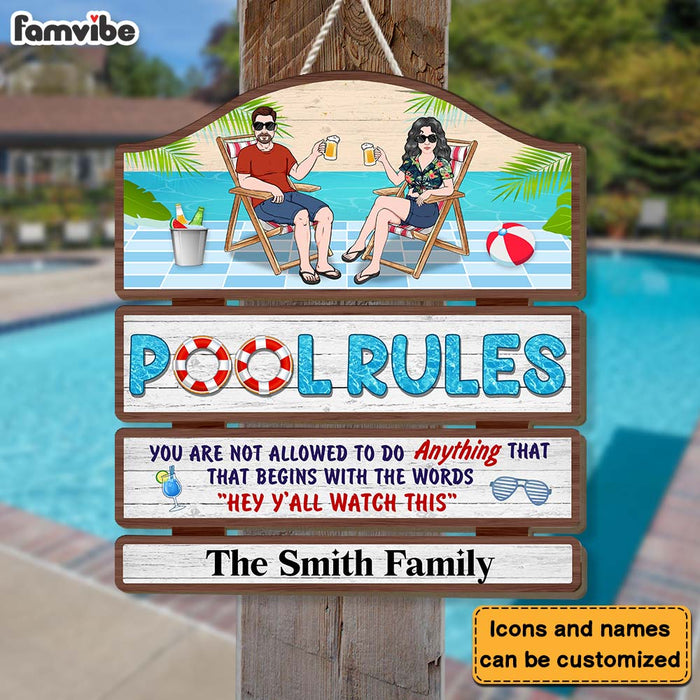 Personalized Pool Rules Wood Sign 26094 1