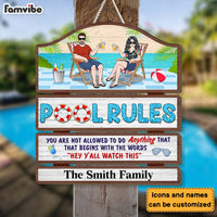 Personalized Pool Rules Wood Sign 26094 thumb 1