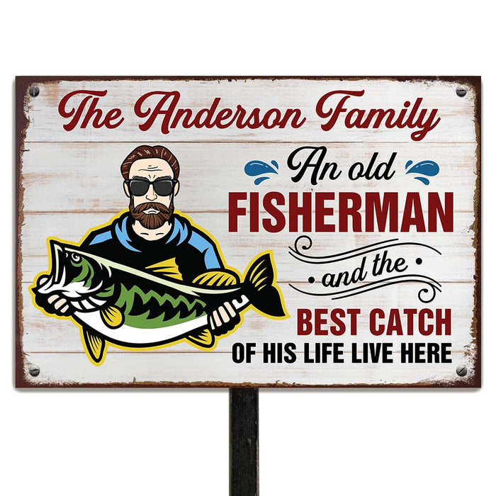 Personalized Old Fisherman And The Catch Metal Sign 26107 1