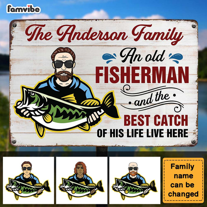 Personalized Old Fisherman And The Catch Metal Sign 26107 1