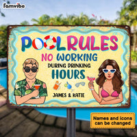 Personalized No Working During Drinking Hours Metal Sign 26110 thumb 1