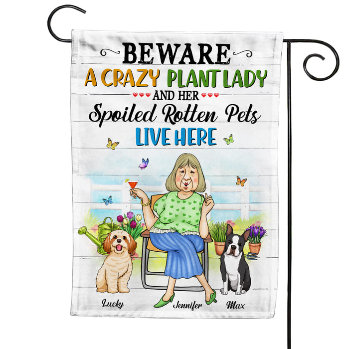 Personalized Be Aware A Crazy Plant Lady Flag 26124 1