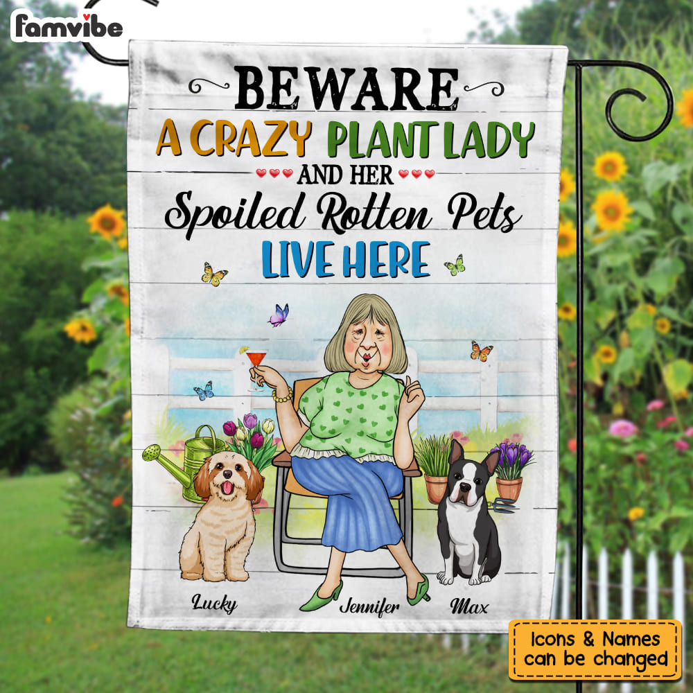 Personalized Be Aware A Crazy Plant Lady Flag 26124 Primary Mockup