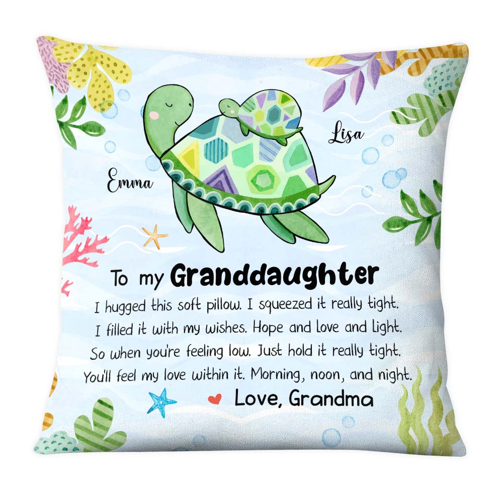 Personalized Gift For Granddaughter Turtle Hug This Pillow 26128 Primary Mockup