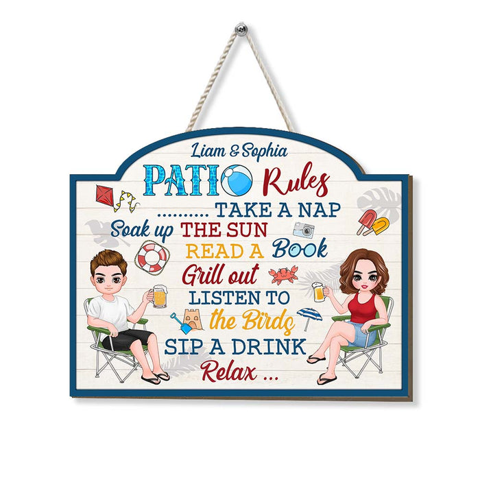 Personalized Gifts For Couples Husband Wife Backyard Patio Rules Wood Sign 26137 1