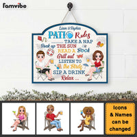 Personalized Gifts For Couples Husband Wife Backyard Patio Rules Wood Sign 26137 thumb 1