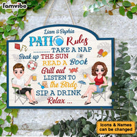 Personalized Gifts For Couples Husband Wife Backyard Patio Rules Wood Sign 26137 thumb 1