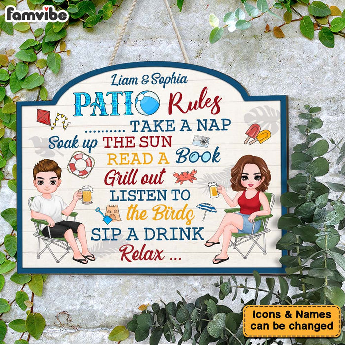 Personalized Gifts For Couples Husband Wife Backyard Patio Rules Wood Sign 26137 1