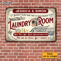 Personalized Gift for Family Laundry Room Rules Wall Art Decor for Bathroom Home Washroom Metal Sign 26143 thumb 1