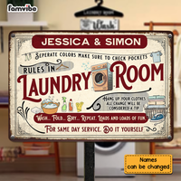 Personalized Gift for Family Laundry Room Rules Wall Art Decor for Bathroom Home Washroom Metal Sign 26143 thumb 1