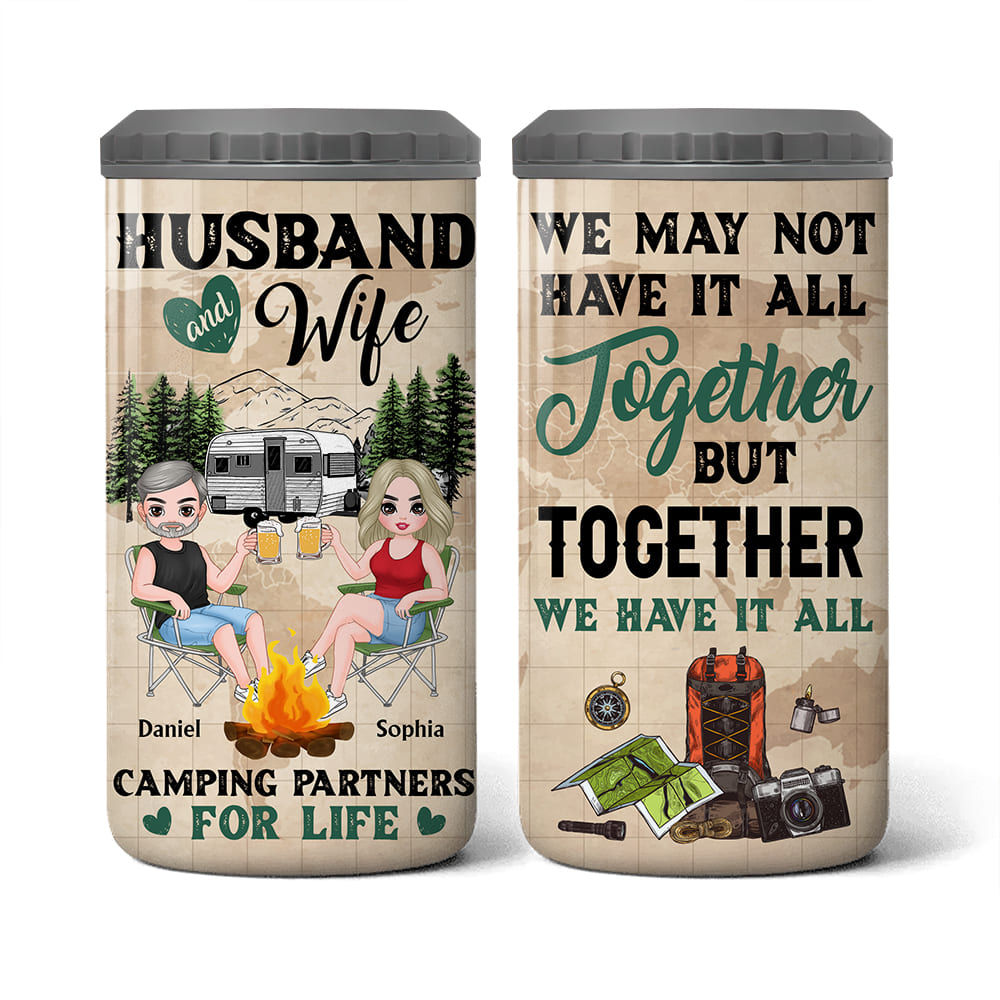 Personalized Gifts For Couples Husband Wife Camping 4 in 1 Can Cooler 26144 Primary Mockup