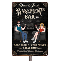 Personalized Gift For Couple Husband Wife Base Basement Bar and Lounge Metal Sign 26146 thumb 1