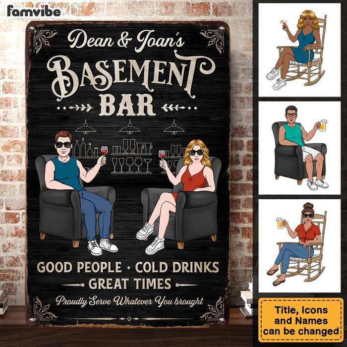 Personalized Gift For Couple Husband Wife Base Basement Bar and Lounge Metal Sign 26146 1