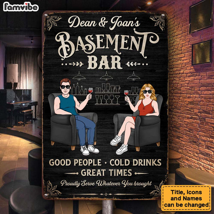 Personalized Gift For Couple Husband Wife Base Basement Bar and Lounge Metal Sign 26146 1