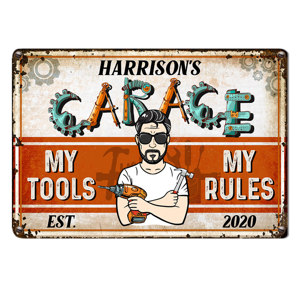 Personalized Gift For Husband Dad Grandpa Garage Metal Sign 26153 Primary Mockup