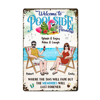 Personalized Gift For Couple Husband Wife Family The Poolside Metal Sign 26157 thumb 1