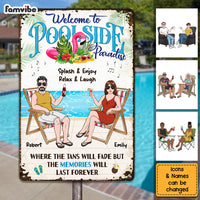 Personalized Gift For Couple Husband Wife Family The Poolside Metal Sign 26157 thumb 1