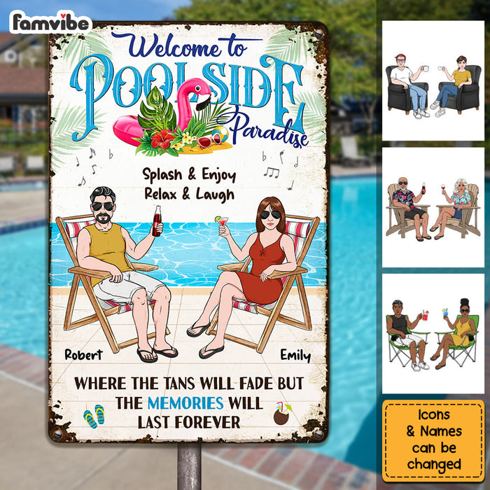 Personalized Gift For Couple Husband Wife Family The Poolside Metal Sign 26157 1