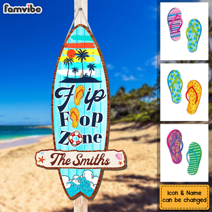 Personalized Gift for Family Beach Theme Tropical Flip Flop Zone