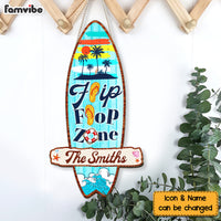 Personalized Gift for Family Beach Theme Tropical Flip Flop Zone Surf Board Wall Decoration for Outdoor Summer Decor Wood Sign 26162 thumb 1