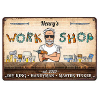 Personalized Gift For Husband Dad Grandpa Workshop Metal Sign 26165 thumb 1