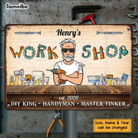 Personalized Gift For Husband Dad Grandpa Workshop Metal Sign 26165 thumb 1