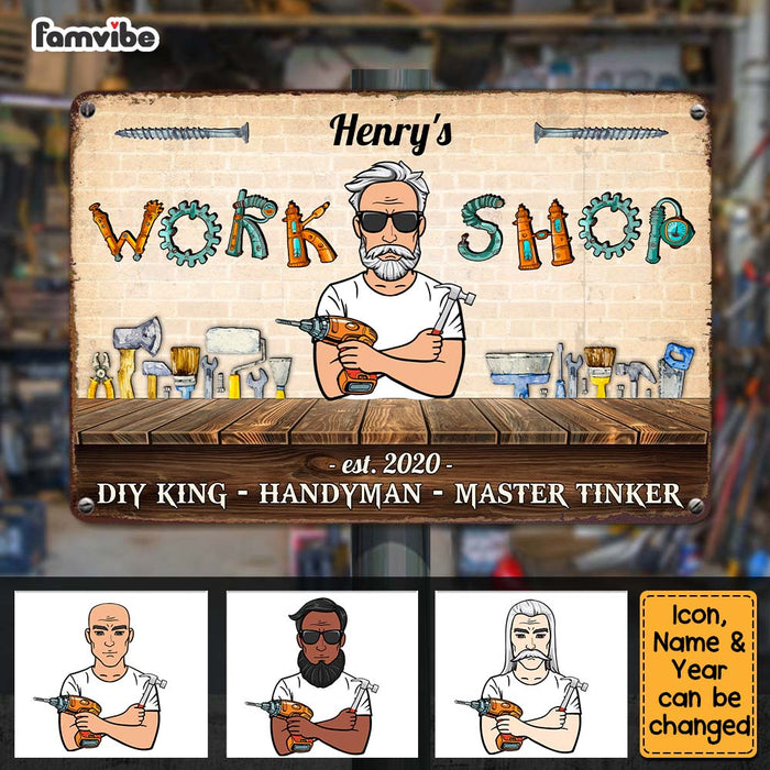 Personalized Gift For Husband Dad Grandpa Workshop Metal Sign 26165 1