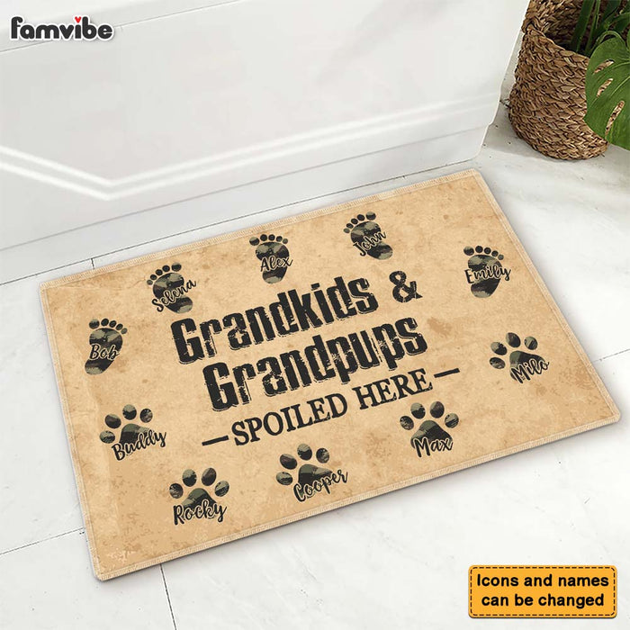 Personalized Gift for Grandparents Grandkids And Grandpups Spoiled Here Doormat 26178 1