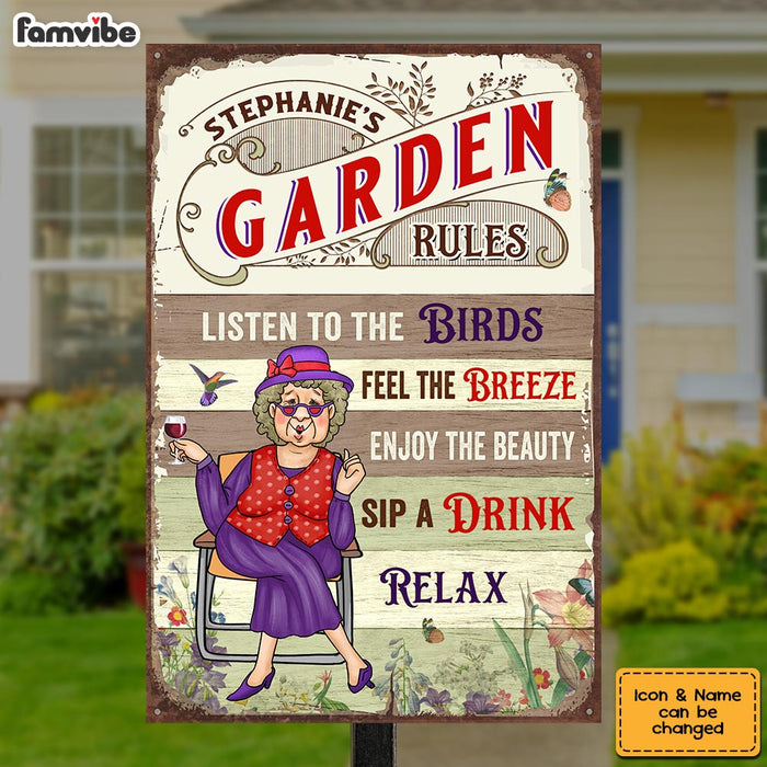 Personalized Gift For Grandma's Garden Rules Metal Sign 26181 1