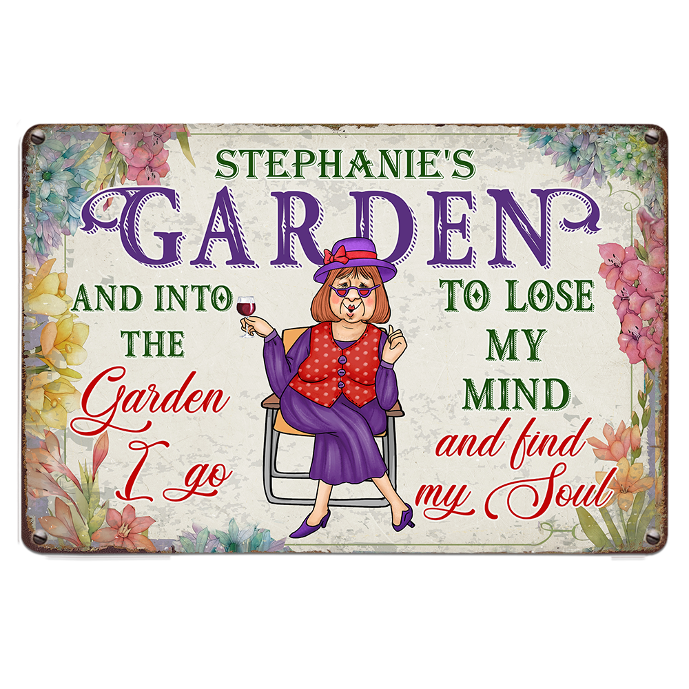 Personalized Gift For Grandma And Into The Garden I Go Metal Sign 26185 Primary Mockup