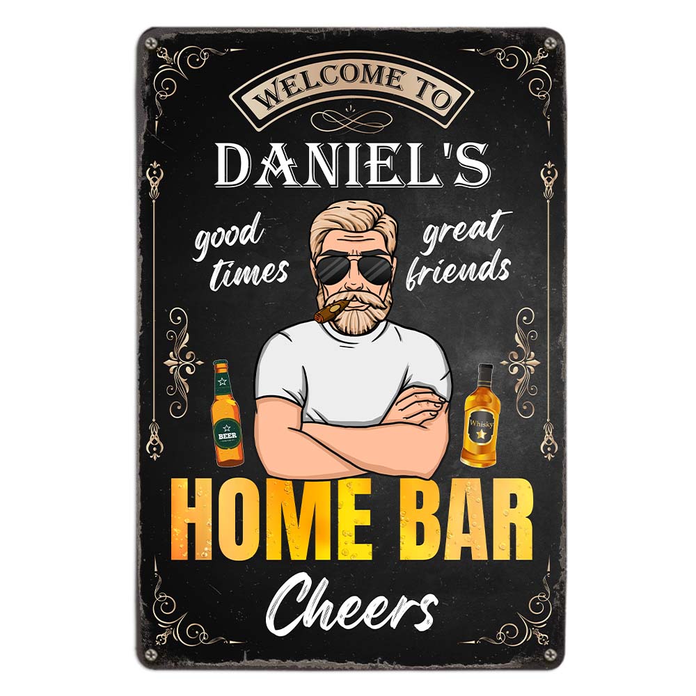 Personalized Gift For Dad Grandpa Home Bar Metal Sign 26192 Primary Mockup