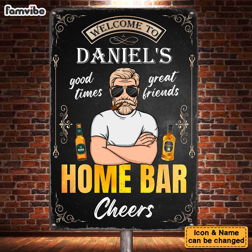 Personalized Gift For Dad Grandpa Home Bar Metal Sign 26192 Primary Mockup