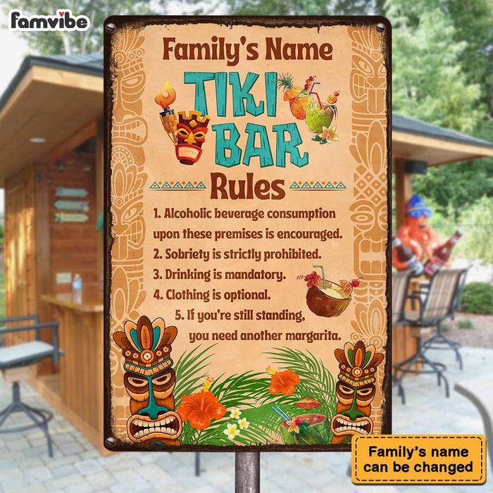 Personalized Gift for Family Tiki Bar Rules Metal Sign 26197 1