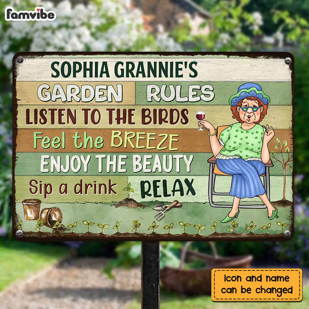 Personalized Gift For Garden Lovers Garden Rules Metal Sign 26198 Primary Mockup