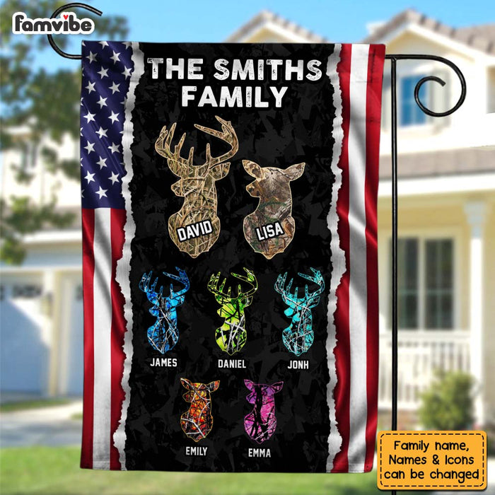 Personalized Gift For Family Buck Doe And Fawns Flag 26202 1