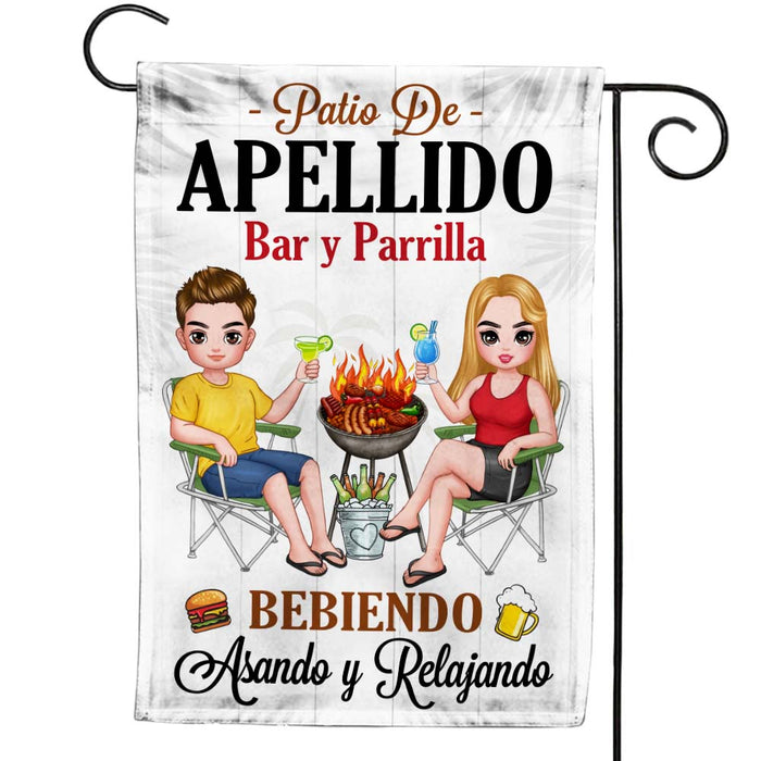 Personalized Family Patio Bebiendo Asando Relajando Spanish Flag 26203 1