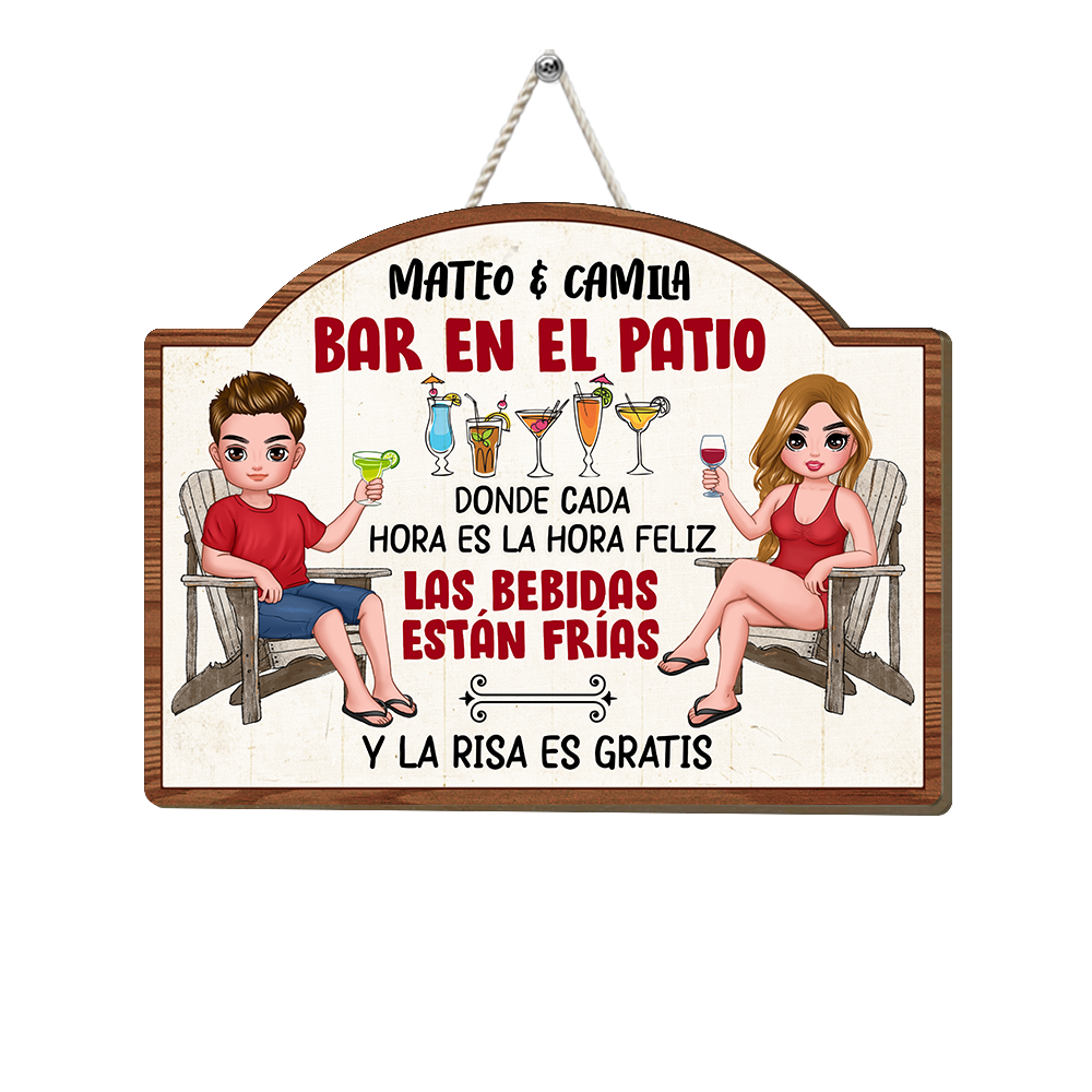 Personalized Gift For Couple Spanish Bar En El Patio Wood Sign 26210 Primary Mockup