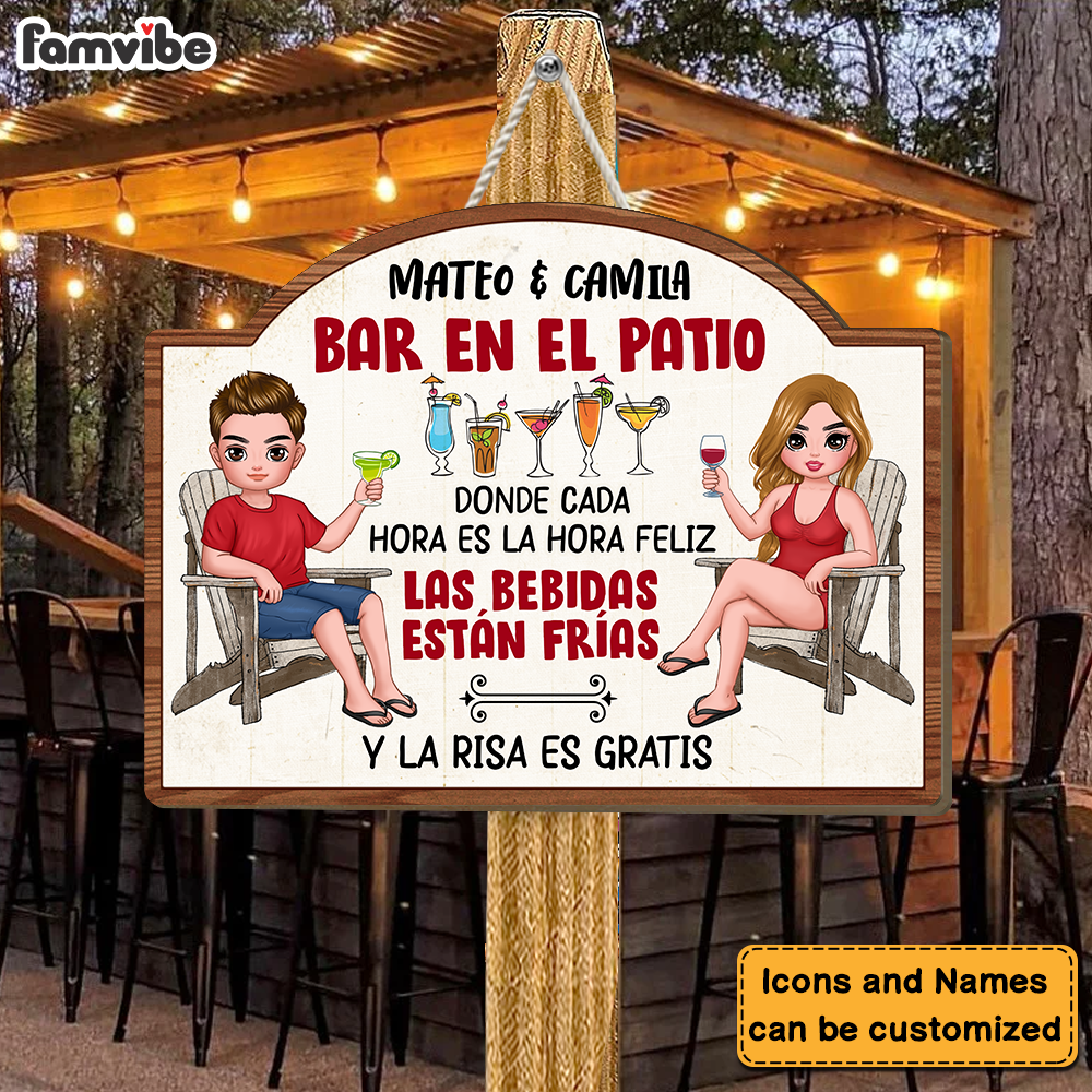 Personalized Gift For Couple Spanish Bar En El Patio Wood Sign 26210 Primary Mockup