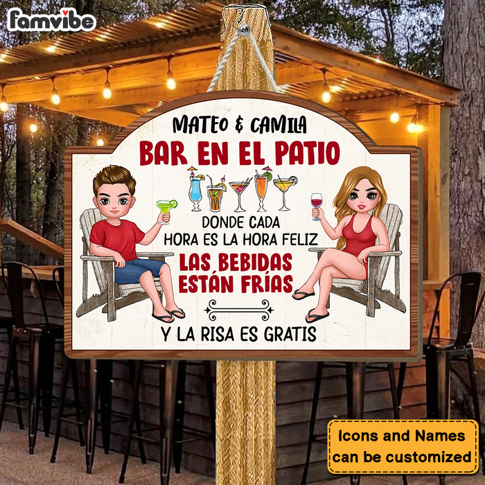 Personalized Gift For Couple Spanish Bar En El Patio Wood Sign 26210 1