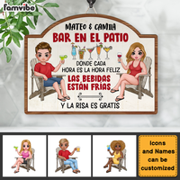 Personalized Gift For Couple Spanish Bar En El Patio Wood Sign 26210 thumb 1