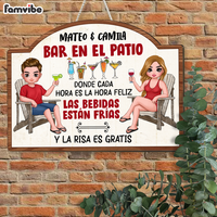 Personalized Gift For Couple Spanish Bar En El Patio Wood Sign 26210 thumb 1