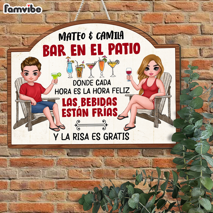 Personalized Gift For Couple Spanish Bar En El Patio Wood Sign 26210 1