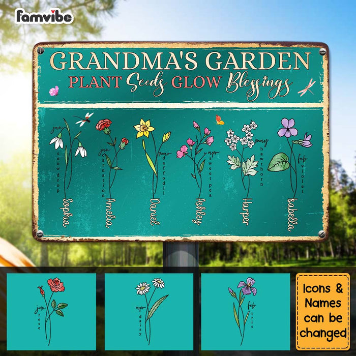 Personalized Gift For Grandma Plant Seeds Grow Blessings Metal Sign 26213 1