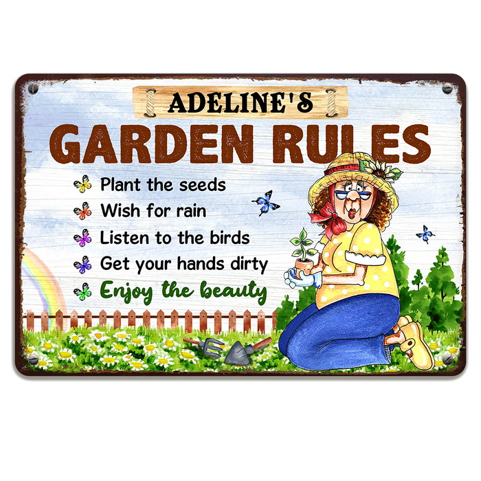 Personalized Gift For Grandma Garden Rules Metal Sign 26214 1