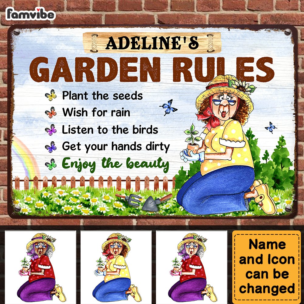 Personalized Gift For Grandma Garden Rules Metal Sign 26214 Primary Mockup