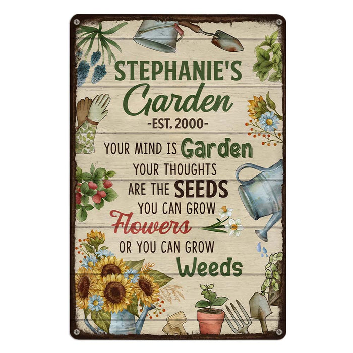Personalized Gift For Grandma Your Mind Is Garden Metal Sign 26216 1
