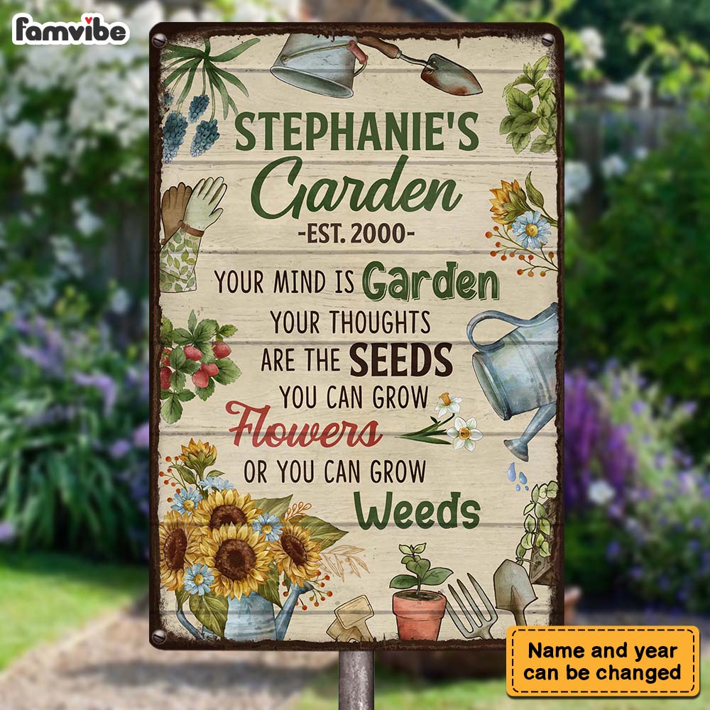 Personalized Gift For Grandma Your Mind Is Garden Metal Sign 26216 Primary Mockup