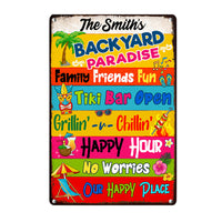 Personalized Gift For Family Outside Decoration Backyard Paradise Metal Sign 26219 thumb 1