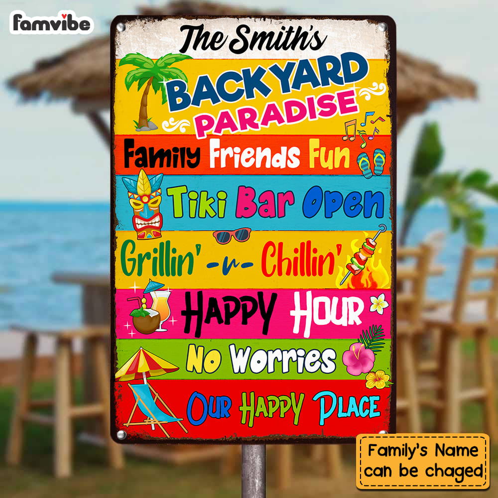 Personalized Gift For Family Outside Decoration Backyard Paradise Metal Sign 26219 Primary Mockup